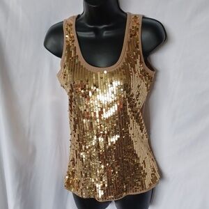 Chances R size L Gold Sequin tank color brown sleeveless